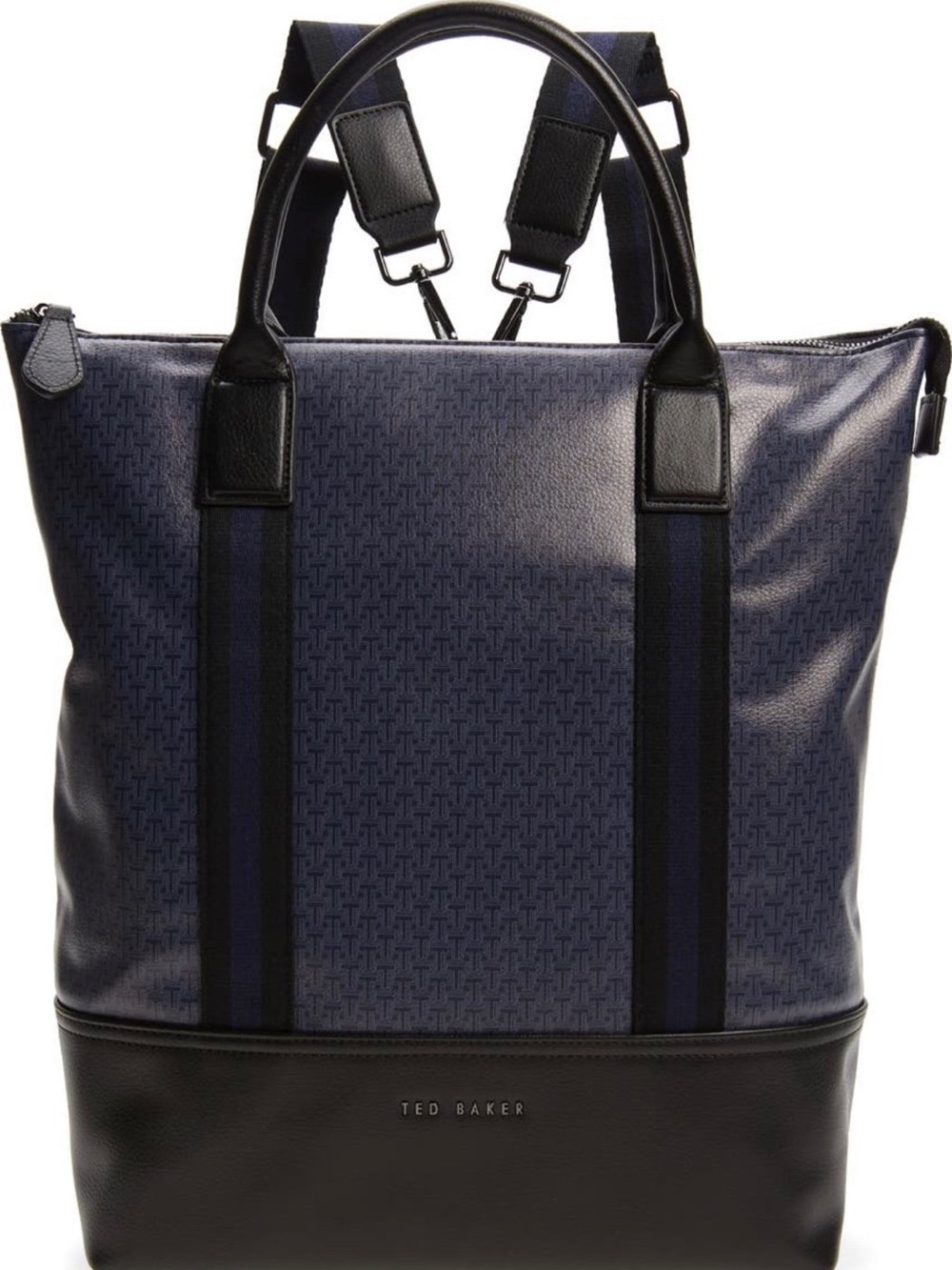 Ted Baker Navy and Black Tote-Style Backpack - CONVERTIBLE TOTE TO BACKPACK